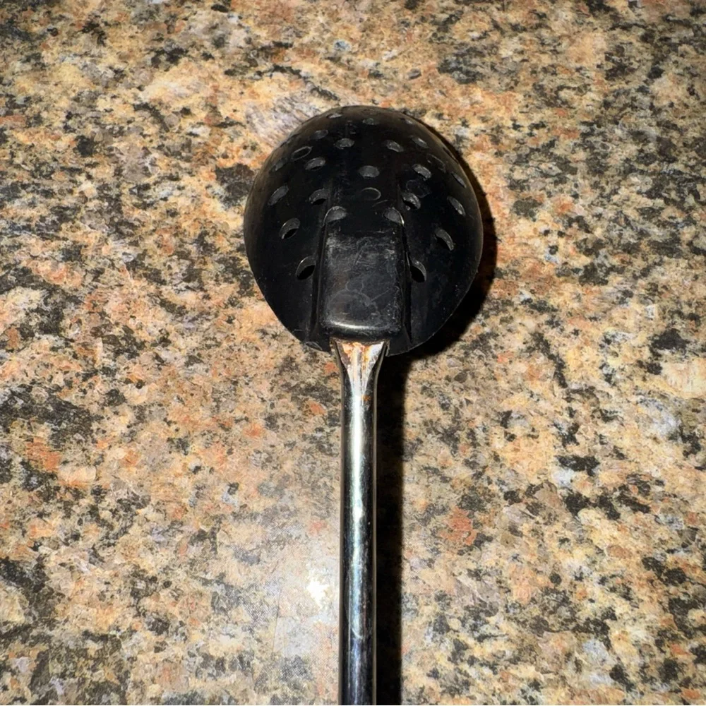 Black Nylon Stainless Slotted Spatula Serving Skimmer Spoon Lightweight Plastic